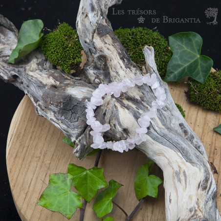 Bracelet élastique Quartz Rose - Pierres Naturelles - Style Baroque - Neuf