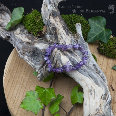 Bracelet Améthyste Perles Baroques - Lithothérapie - Minéraux - 16 Cm